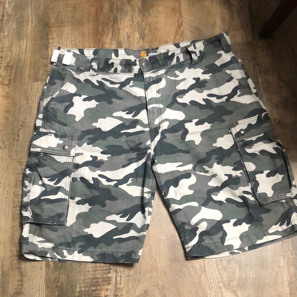 Carhartt Men's Camouflage Cargo Shorts - Black and White
